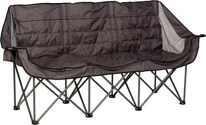 Lippert Campfire Folding Couch - Dark Grey High-Loft Foldable Sofa Dual Cup Holders Power Coated Steel Frame Durable 600D Outdoor Polyester Fabric 500 lb. Capacity 2022114796