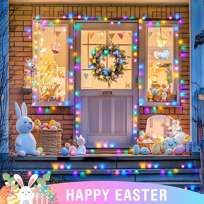 JMEXSUSS 400 LED Easter Lights Plug in 132ft Multicolor Easter Lights String with Remote Colorful String Lights for Bedroom Tree Room Party Easter Decorations