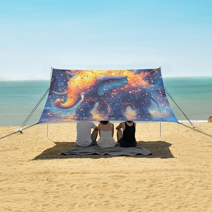 Camping Sun Shelters Mystical Cosmic Elephant Beach Canopy 126 * 110.2in