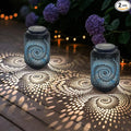 Solar Lanterns Outdoor Waterproof - 2 Packs Solar Light for Outside with Blue Spiral Pathway Landscape Lights for Garden Patio Backyard Porch Lawn Cool Gifts for Women Mom