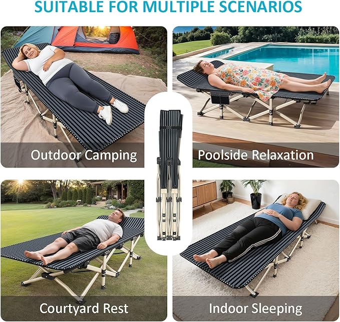 ATORPOK Oversized Camping Cot for Adults Extra Wide 31.5'' Folding Bed with Carry Bag Lightweight 500lbs Support Portable Sleeping Cot for Home Office Camping