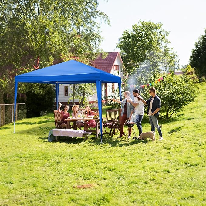 10'x10' Gazebo Waterproof Outdoor Canopy Patio Tent Party Tent for Wedding BBQ Cater Blue