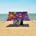 ALAZA Colorful Paw Print Stars Beach Tent Sun Shelter UPF50+ Protection Beach Shade Canopy w/ 4 Sandbags for Outdoor Camping Fishing Backyard Fun Picnic 10x9 ft