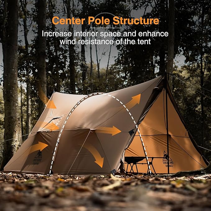 OneTigris ASH Canopy Hammock Hot Tent Spacious Waterproof Windproof 4 Season Tent with Poles for Camping Hiking Bushcrafting Survivalist Car Trips