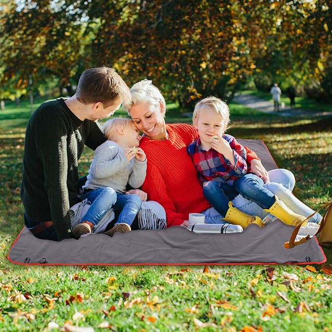 REDCAMP Large Waterproof Stadium Blanket for Cold Weather Soft Warm Fleece Camping Blanket Windproof for Outdoor Sports Dark Blue