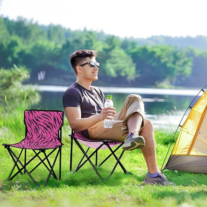 KLL Animal Skin Leopard Purple Black Collapsible Camp Chairs Ultra Lightweight Backpacking Camp Chair with Carrying Bag Portable Chair for Waiting in Line for Ice Fishing Outside