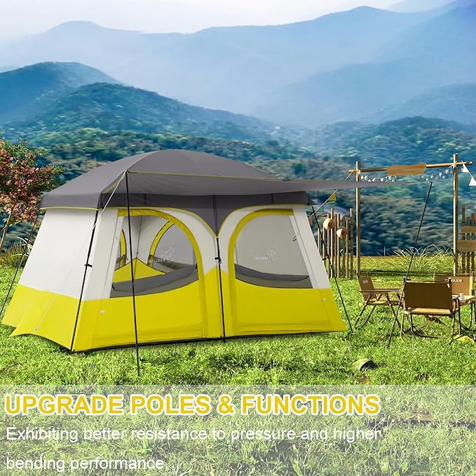 Vidalido Tents3-4 Person Camping Tent with Extended VestibuleWeather Resistant Family Tents with Breathable Mesh WindowsEasy Install Waterproof Outdoor Tent for Backpacking and Camping Hiking