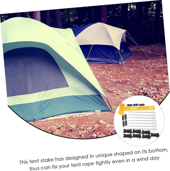 Camping Tent Accessories Set Heavy Duty Tent Stakes Windproof Rope PE Hammer and Storage Bag for Outdoor Camping and Hiking