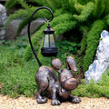 Laughing Dog Figurine with Solar-Powered LED Light 15.9 Inch Tall Antique Bronze Perfect for Gift Garden Decor or Housewarming for Dog Lovers