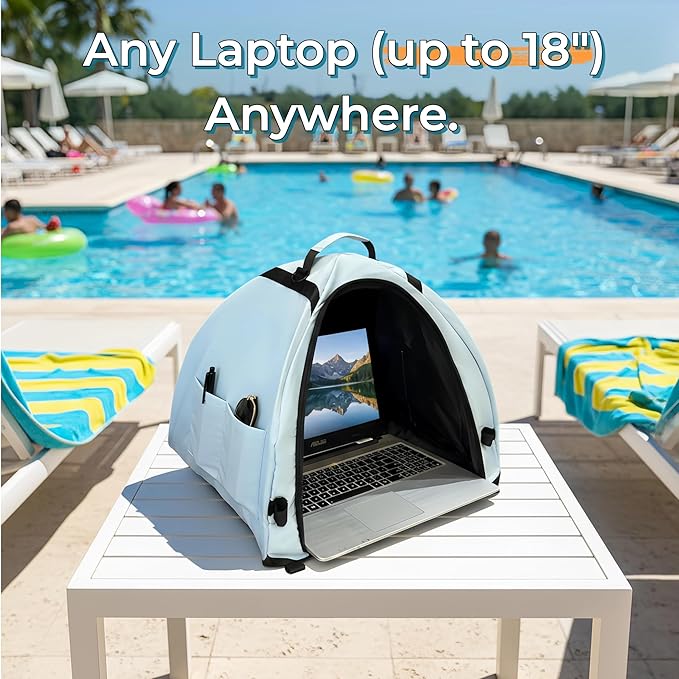 Laptop Sunshade Tent &amp Bag Portable Case for Working Outside | Anti-Glare | Water Resistant | for 13-18 inch Laptop| Portable Privacy Screen Hood | Cubicle Shade for Laptop