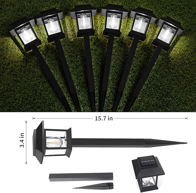 Greluna Solar Lights Outdoor12 Pack 6000K Waterproof Auto On/Off Solar Pathway Lights for Your Garden Landscape Path Yard Patio DrivewayWalkway Decor