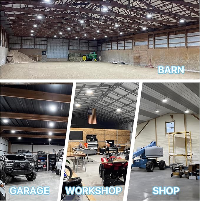 HYPERLITE UFO LED High Bay Light: 230W 30000LM High Bay LED Shop Lights with 6ft Plug - 5000K IP65 LED Warehouse Lights for Workshop Stadium Garage Lighting 6-Pack