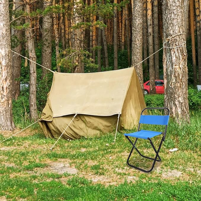 Portable Lightweight Folding Camping Chair with Backrest Small Heavy Duty Outdoor Lawn Chair for Adults Blue Foldable Stool for Beach Picnic Fishing and Travel