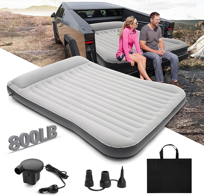 Tesla Cybertruck Truck Bed Air Mattress with Pump-Custom Fit for 2024-2025 Cybertruck Accessories Mattress Portable for HomeTentCamping &amp Guests Travel800lb Weight Capacity
