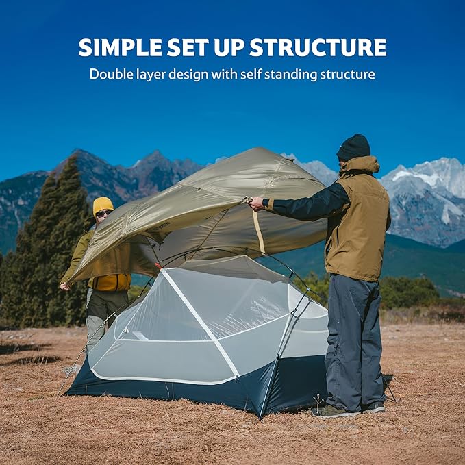 Naturehike Mongar UL 1-2 Person Backpacking Tent15D Nylon Waterproof Ultralight One Person Two Person Tent with Footprint