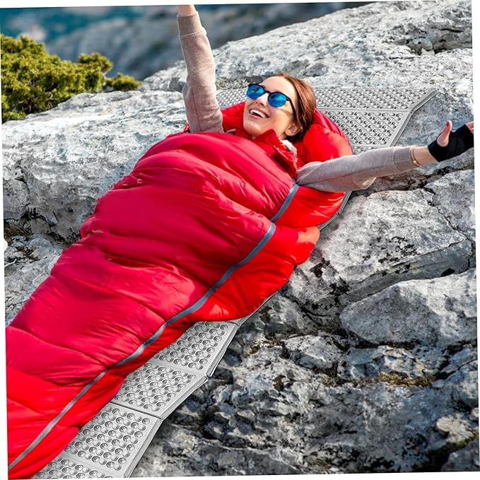 Toyvian Folding Camping Mat 186x60cm Blue Egg Crate Insulated Sleeping Pad Portable Thermal Foam Pad for Outdoor Backpacking and Hiking