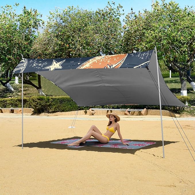 Rugby Pattern (42) Camping Sun Shelter Beach Tent Portable Beach Sun Shade Outdoor Canopy for Camping Trips Fishing Picnic