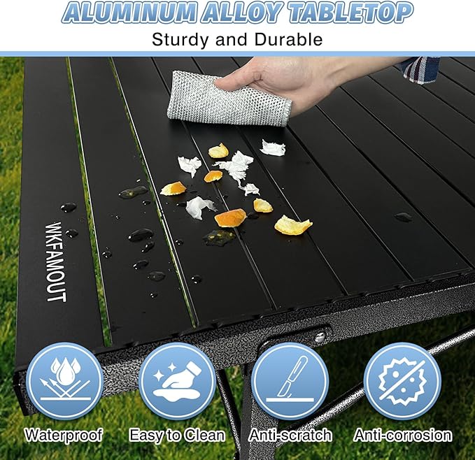 29.9 Tall Folding Camping Table for 2-6 Person 54.7 Large Aluminum Foldable Table Outdoor with Carry Bag
