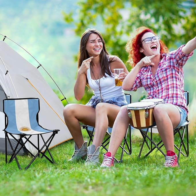 DOMIKING Argentina Flag Kids' Portable Camping Chairs for Outdoor Fishing Chairs with Carry Bag Folding Chair for Travel Camping Hiking