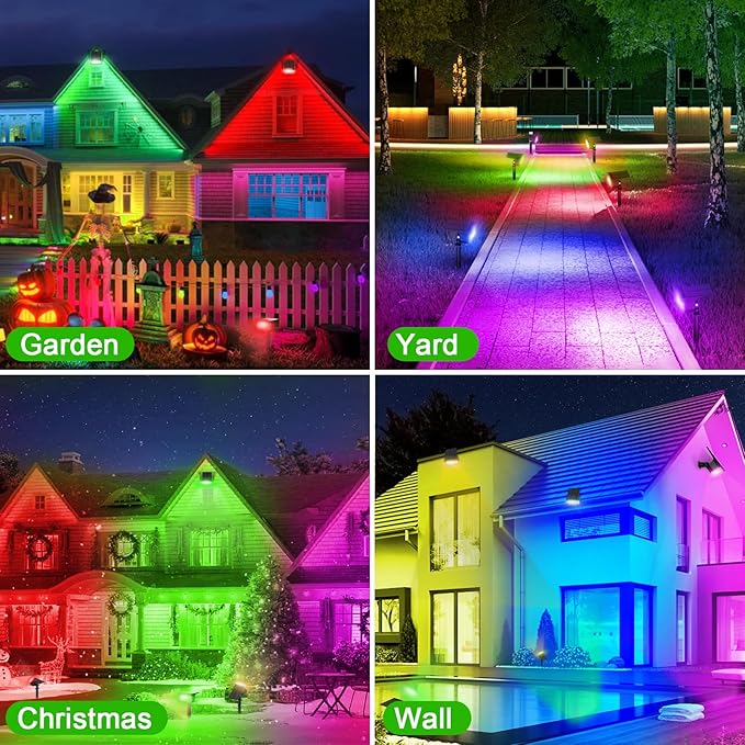 LANSOW Solar Spot Lights Outdoor Color Changing [7 Modes/8 Pack] Christmas Landscape Spotlights Solar Lights Outdoor Waterproof Solar Powered Flood Lights for Outside Yard Garden Pathway