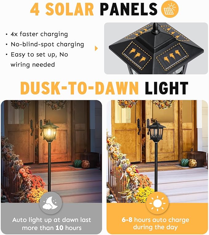63 Solar Lamp Post Light 2 Pack Solar Light Posts for Outside Waterproof Outdoor Lamps for Patio Backyard Front Porch Decor Warm White Replaceable Bulb