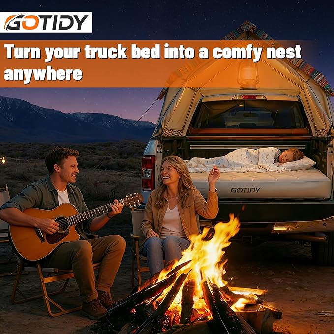 F150 Truck Bed Mattress 5.5-5.8ft for Full-Size Pickup Fabric Texture Truck Bed Air Mattress with Tailgate Extender Customized for F150/Silverado/Ram1500 with Detachable Air Pump Truck Bed Camping