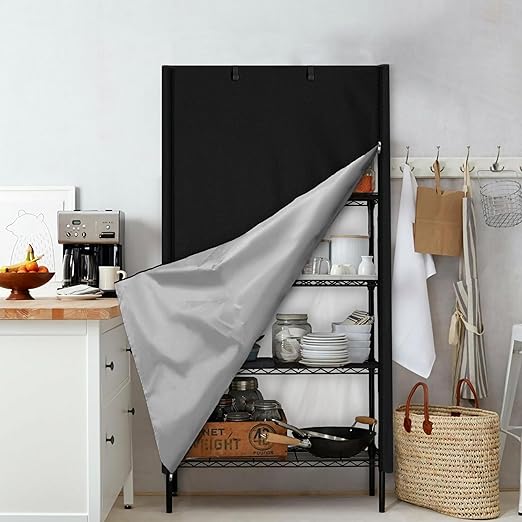 Waterproof Shelf Cover600D Heavy Duty Wire Shelving Unit CoverShelf Display Rack Protector with Zipper(Black). (36 L x 14.5 W x 71.6 H)