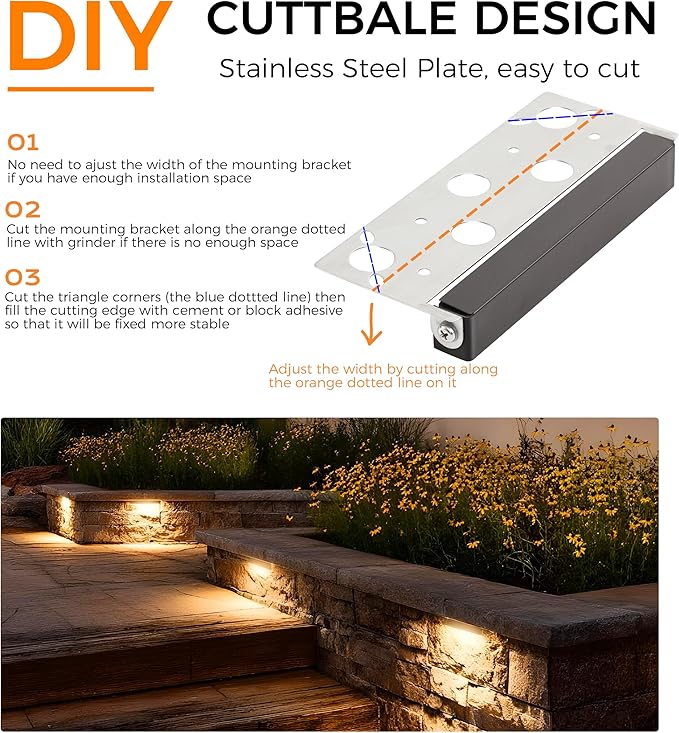 CLOUDY BAY [8 Pack] 7 Inch 5W 5CCT Hardscape Paver LightRetainng Wall Lights OutdoorIP65 Waterproof2700K/3000K/3500K/4000K/5000K Selectable12V-15 VAC/DC Low VoltageFrost Lens Step Deck Light