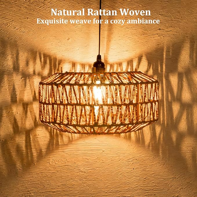 13 Battery Operated Outdoor Chandelier Battery Power Hanging Pendant Lights Woven Rattan Gazebo Light Outdoor Waterproof for Gazebo Pergola Porch Indoor Outdoor Decor Lighting