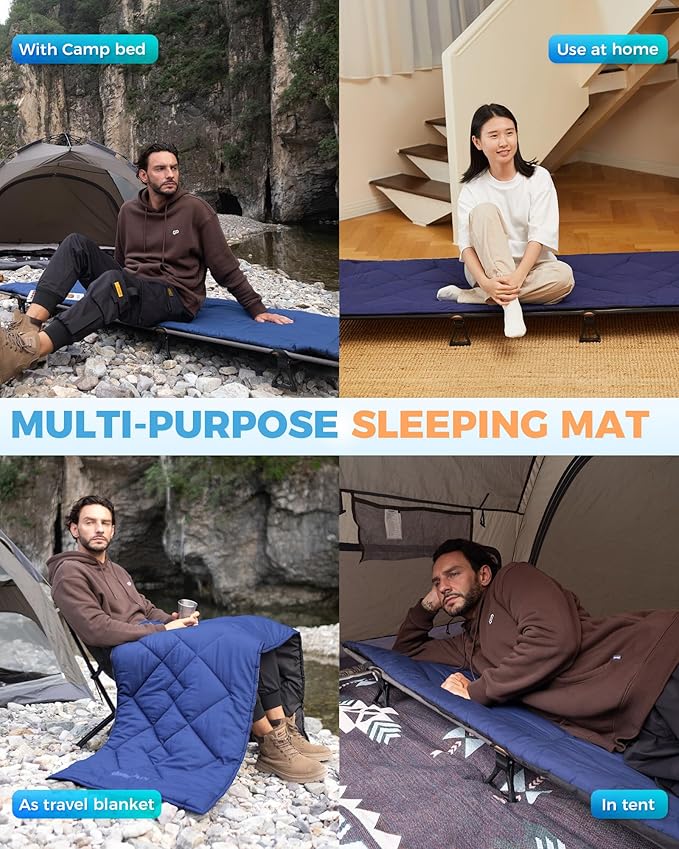KingCamp Cot Mattress Pad Portable Lightweight Cot Mattress Non-Slip Camping Mat Soft Comfortable Non-Slip Cot Pad for Camp RV Bunk