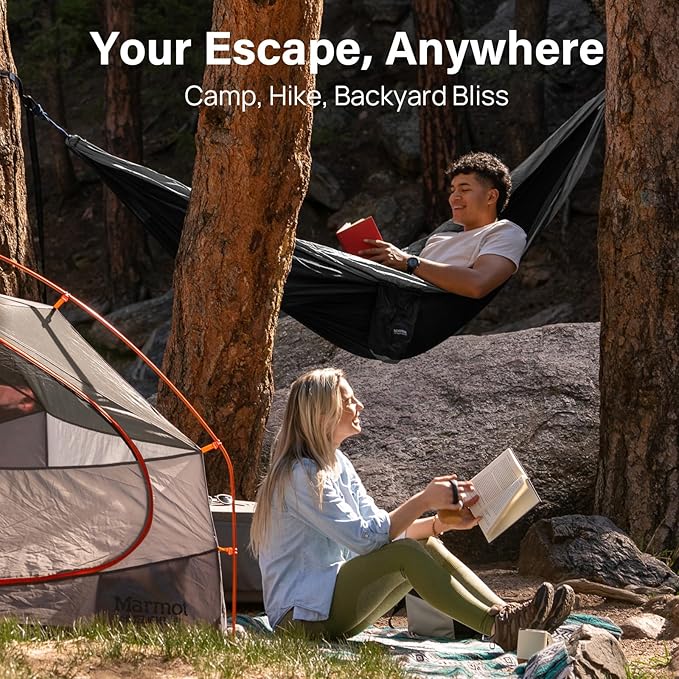Kootek Camping Hammock Portable Hammocks with Tree Straps &amp Attached Carry Bag Camping Essentials Gear Perfect for Outside Indoor Hiking Beach Backpack Travel