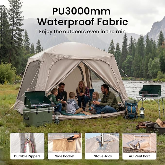 ABORON 2/6/8/10/12 Person Inflatable Camping Tent Easy Setup Blow Up Tent with Hand Pump PU3000mm Waterproof &amp Breathable 4 Season Glamping Tent for Outdoor Camping