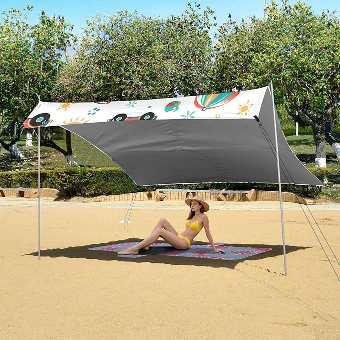 Beach Tent Sun Shelter Dinosaurs Drive in Summer Lightweight &amp Easy Setup Beach Shade Canopy for Camping Fishing
