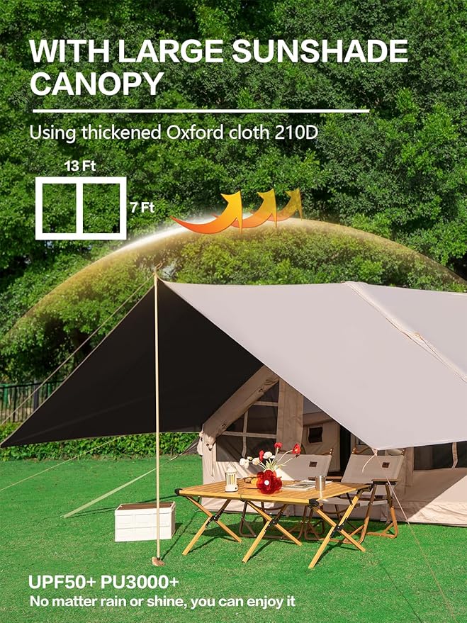 Inflatable Camping Tent2/4/6/8 Person Glamping Inflatable Tents with Awning Quick Setup Blow Up Tents with Pump Waterproof Oxford Inflatable House for Camping Air Glamping Hot Tents for Adult
