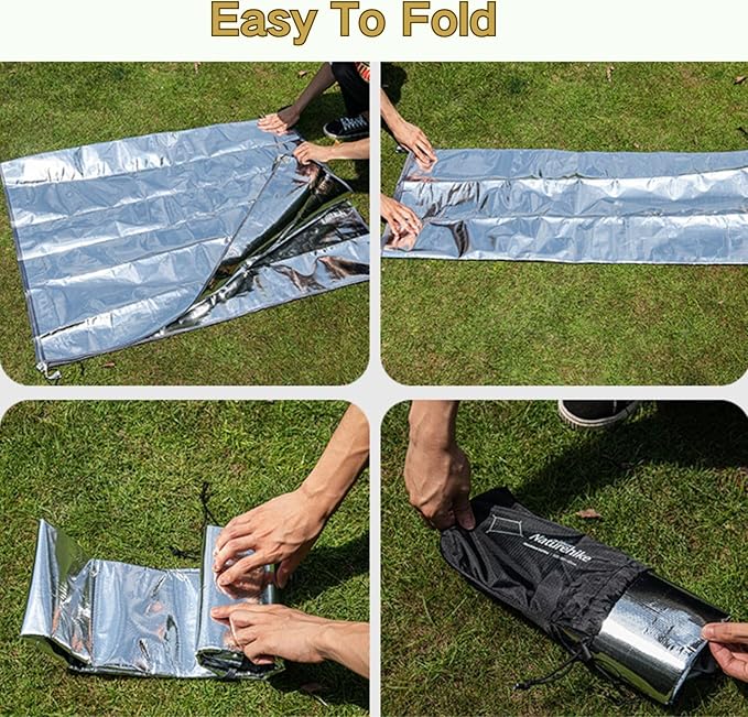 Naturehike Aluminum Foil Foldable Picnic Blanket Ultralight Ground Sheet Mat Waterproof Camping Tarp Sleeping Pad for Outdoor PicnicCampingBeaches Storage Bag Included (102.36×155.51)