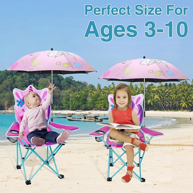 KABOER Kids Outdoor Folding Lawn and Camping Chair with Cup Holder and Carrying Bag Children's Camping Chairs