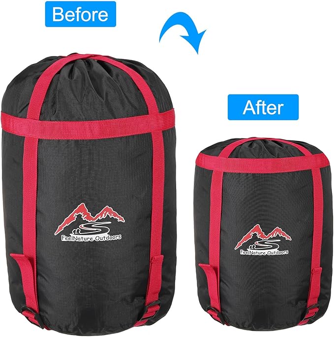 PATIKIL Compression Stuff Sack 2 Pack S Size Waterproof Sleeping Bag Storage Sack Portable Compression Bag for Backpacking Camping Black Red