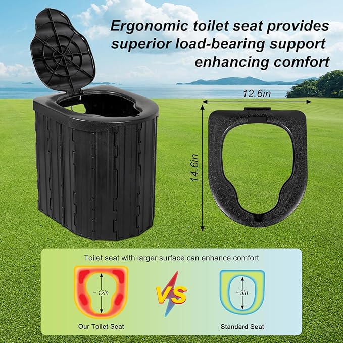 Camping Toilet Kit with Pop Up Privacy Tent X Large Portable Folding Toilet Potty for Adults Outdoor Camp Shower TentsChanging Room with Carry Bag