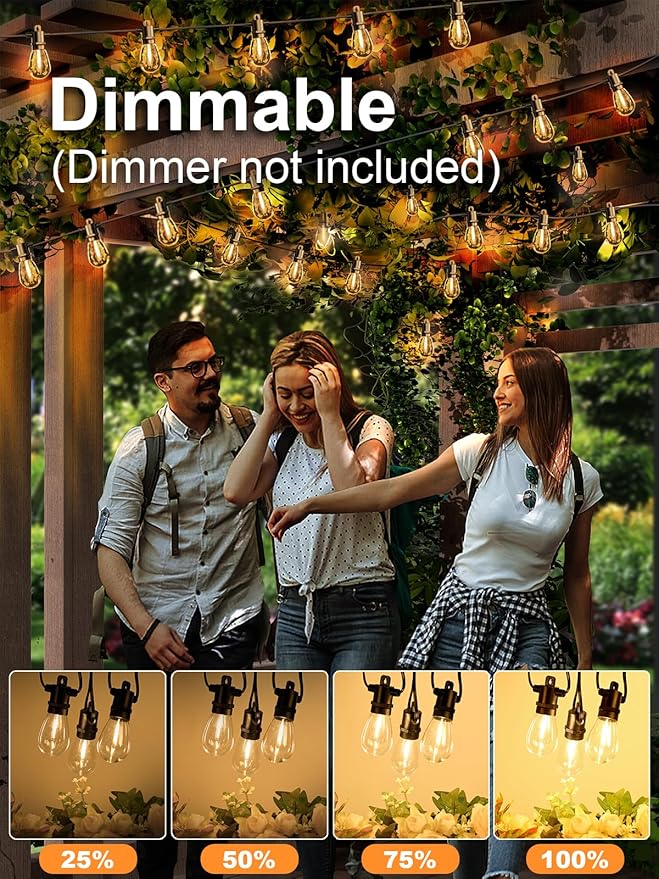 Svater Outdoor String Lights 150 FT Patio Lights for Outside with Shatterproof Bulbs IP65 Waterproof Commercial Grade LED Hanging Light for Backyard Bistro Market Cafe Black