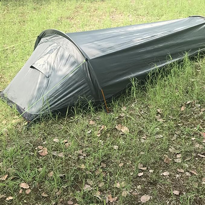 4 Season Polyester Rectangular Backpacking Tent 1 Person Waterproof Breathable Rainproof Bivy Sack Included