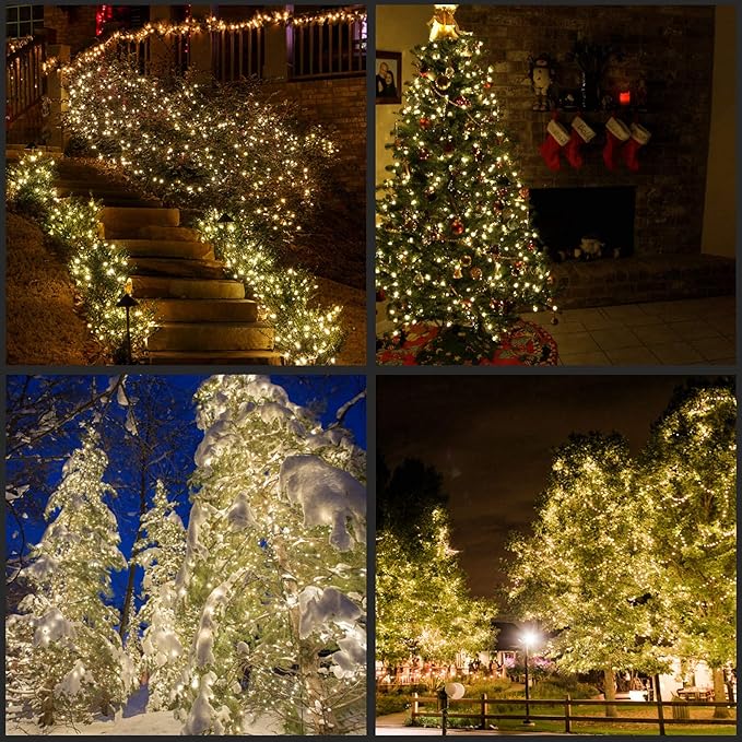 200 Count Warm White LED Christmas Lights 66 ft Green Wire UL Certified Commercial Grade Holiday String Light Set (Warm White)
