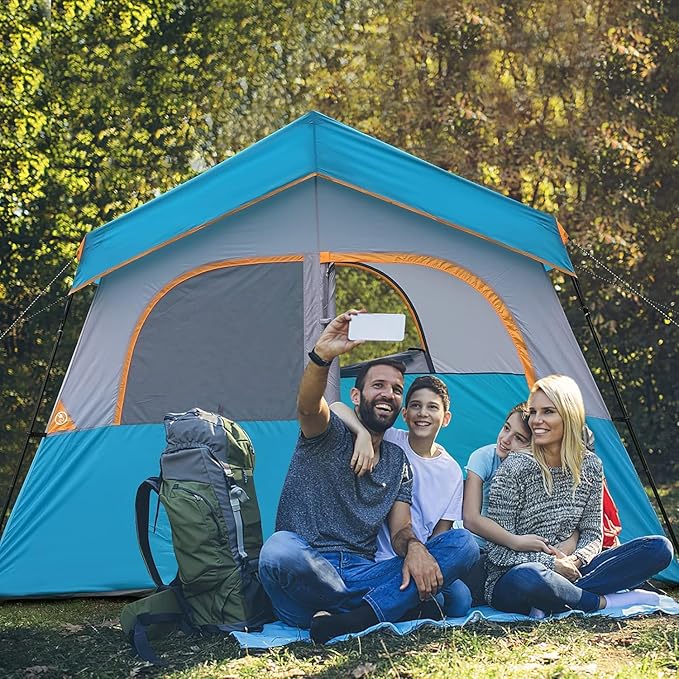 HIKERGARDEN 6-8 Person Camping Tent - Portable Family Cabin Tent for Camp Windproof Fabric Camp Tent Outdoor for Hiking Backpacking Traveling