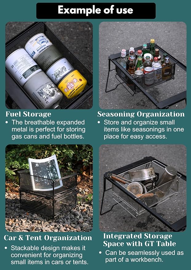 camping moon 2-pack IGT Mesh Box Bridge Table Tray Storage Case CK-24BK-2P