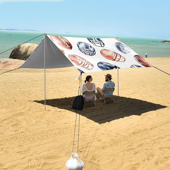 Rugby Pattern (60) Camping Sun Shelter Beach Tent Portable Beach Sun Shade Outdoor Canopy for Camping Trips Fishing Picnic
