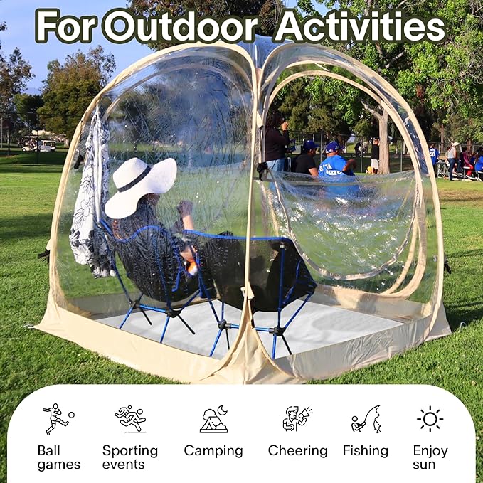 EighteenTek® Pod All Weather Sports Tent with Attached Floor Instant Outdoor Bubble Tent Rainproof Camping Sun Shelter for Sports Events Camping Fishing Cheering 1-4 Person