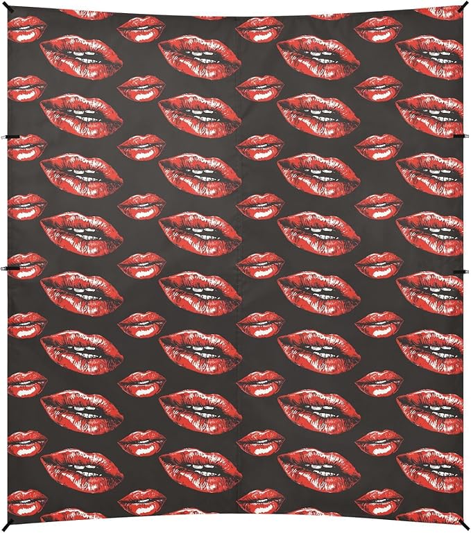 ALAZA Red Lips Beach Tent Sun Shelter UPF50+ Protection Beach Shade Canopy w/ 4 Sandbags for Outdoor Camping Fishing Backyard Fun Picnic 10x9 ft