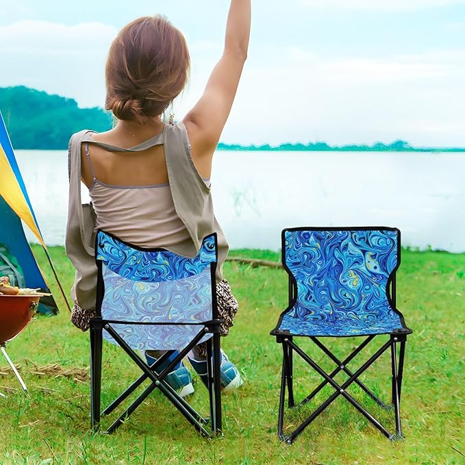 KLL Blue Laser Style Foldable Beach Chairs Ultra-Lightweight Backpack Chair Includes Carry Bag Outdoor Chair for Picnic Travel