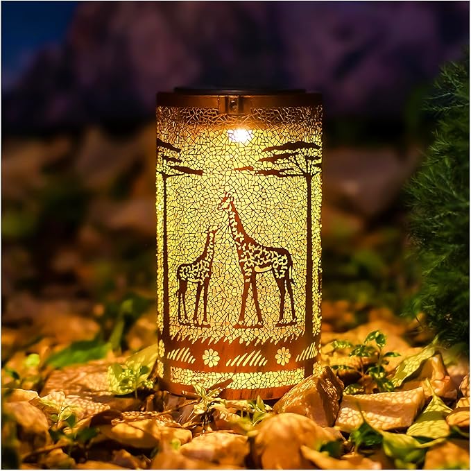 Giraffe Solar Lanterns Outdoor Waterproof Hanging Solar Lights Giraffe Gifts for Women Men Metal Decorative LED Giraffe Lanterns for Garden DecorYardPatioLawnTabletopPathwayLandscape