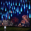 Brightown Meteor Shower Lights Outdoor 16 Inches 20 Tubes 720 LED Icicle Lights Waterproof Meteor Christmas Light Hanging Falling Rain Light for Tree Bushes Holiday Party Christmas Decor Blue