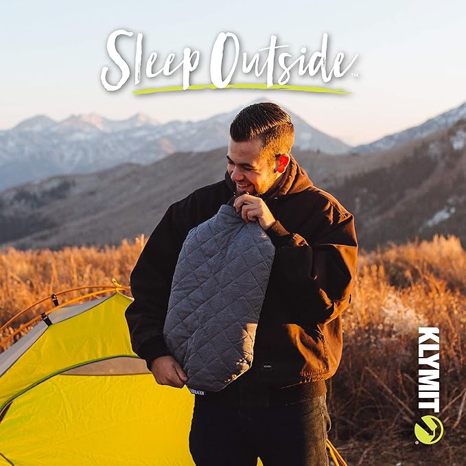 Klymit Luxe Travel Pillow Lightweight Inflatable Hybrid Airplane Backpacking Hammock and Camping Pillow Grey